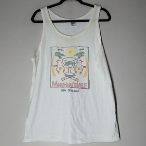 Vintage Jimmy Buffett Margaritaville Tank Top 1990s Size L White New Orleans